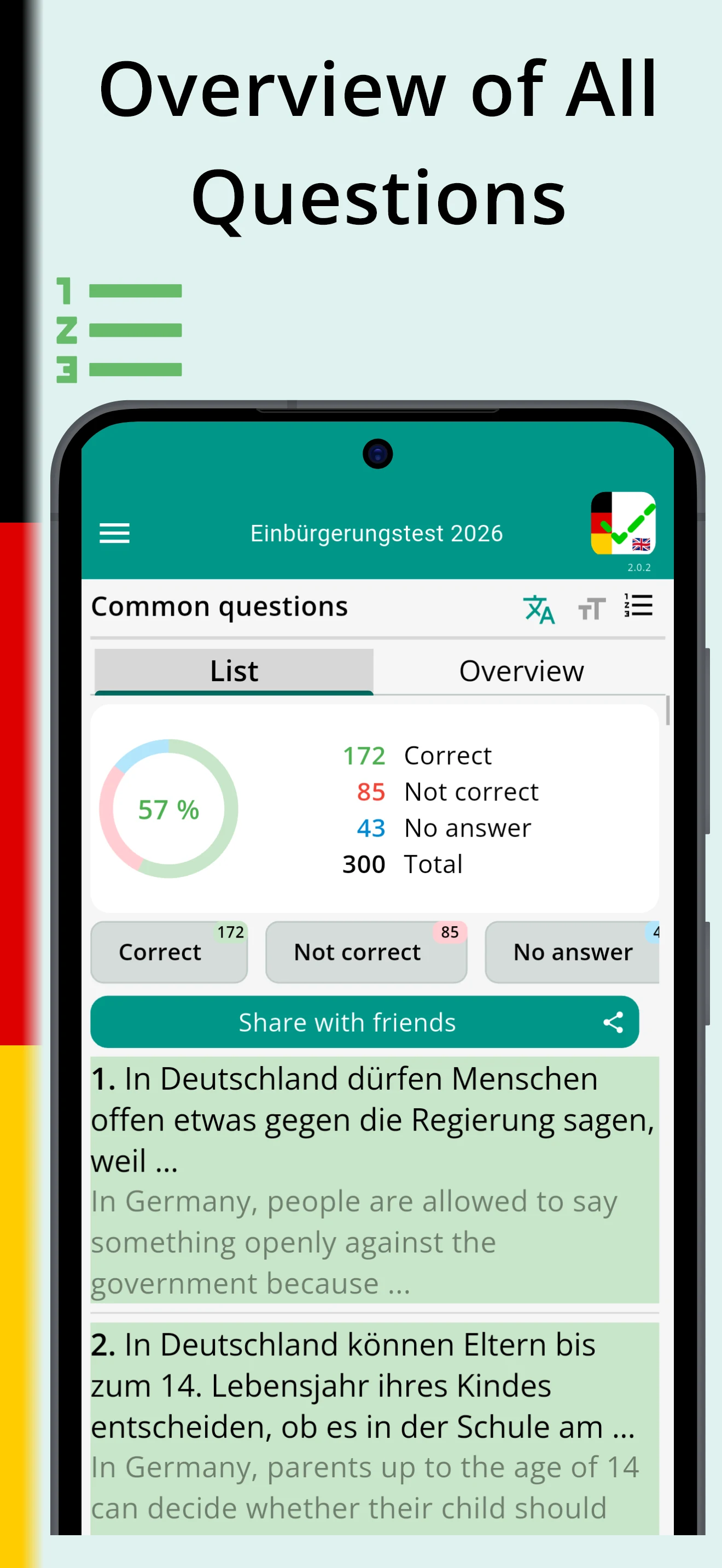 Einbürgerungstest 2026 screenshot